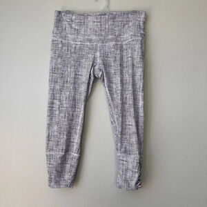 PrAna Womens Cropped Leggings Black &‎ White Ruched Sides Size M